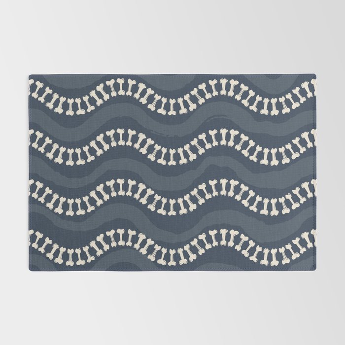 Wavy path of bones - navy blue Rug Gallery Image 2