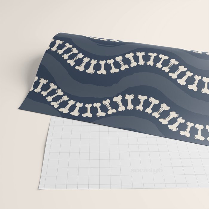 Wavy path of bones - navy blue Wrapping Paper Gallery Image 2