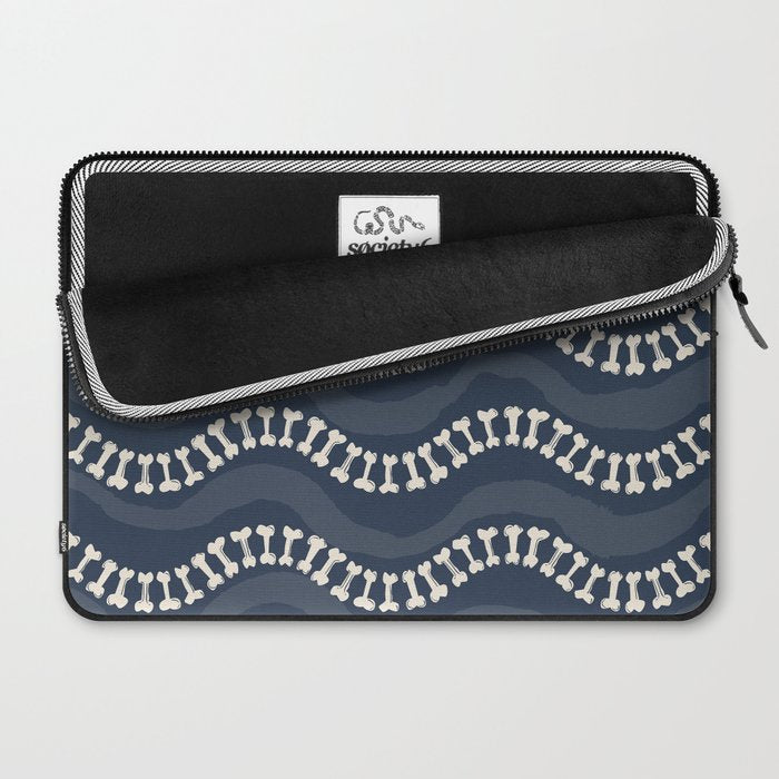 Wavy path of bones - navy blue Laptop Sleeve Gallery Image 2