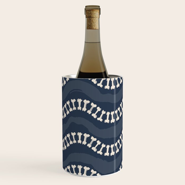 Wavy path of bones - navy blue Wine Chiller Gallery Image 3