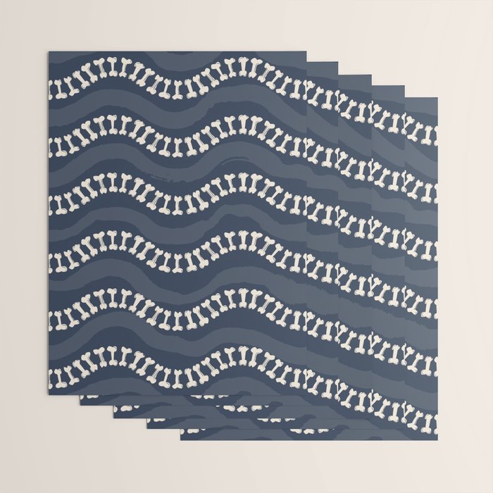 Wavy path of bones - navy blue Wrapping Paper Gallery Image 3