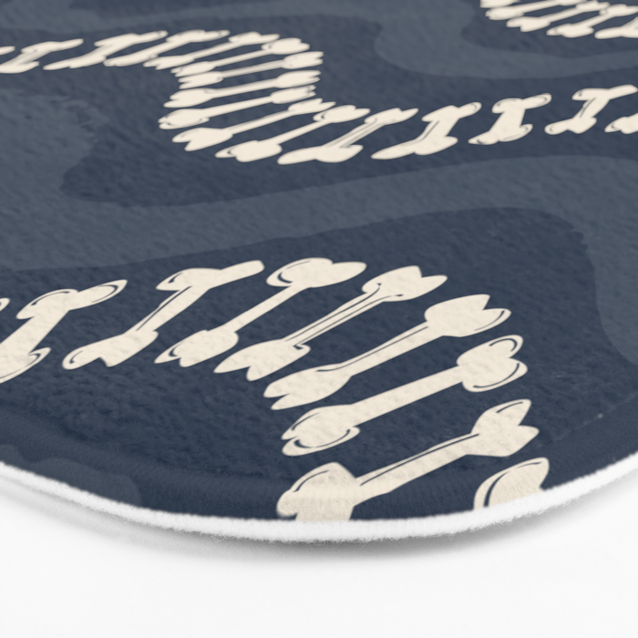 Wavy path of bones - navy blue Bath Mat Gallery Image 3