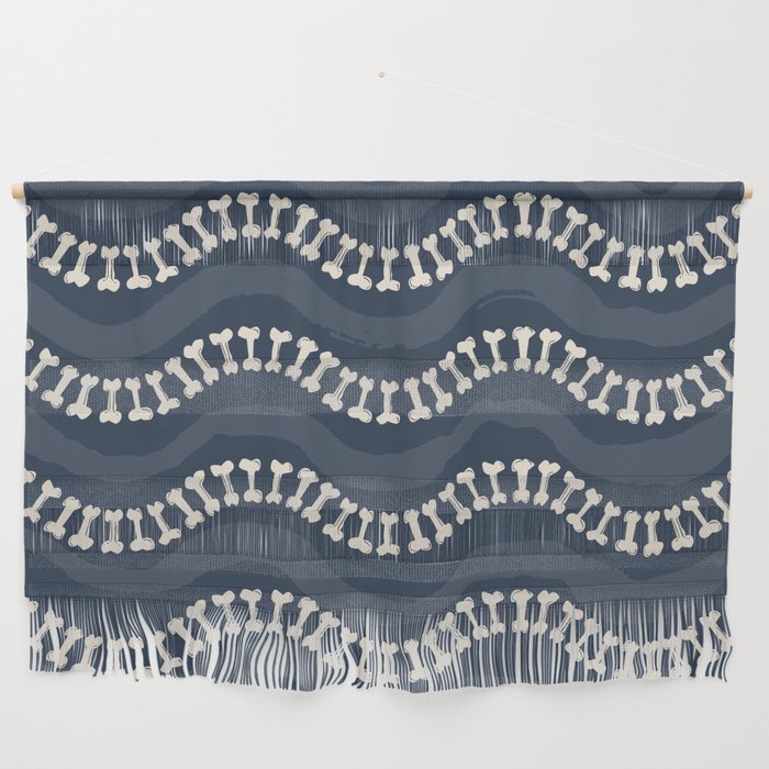 Wavy path of bones - navy blue Wall Hanging Gallery Image 1