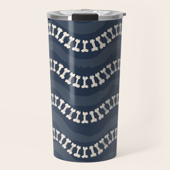 Wavy path of bones - navy blue Travel Mug Gallery Image 1