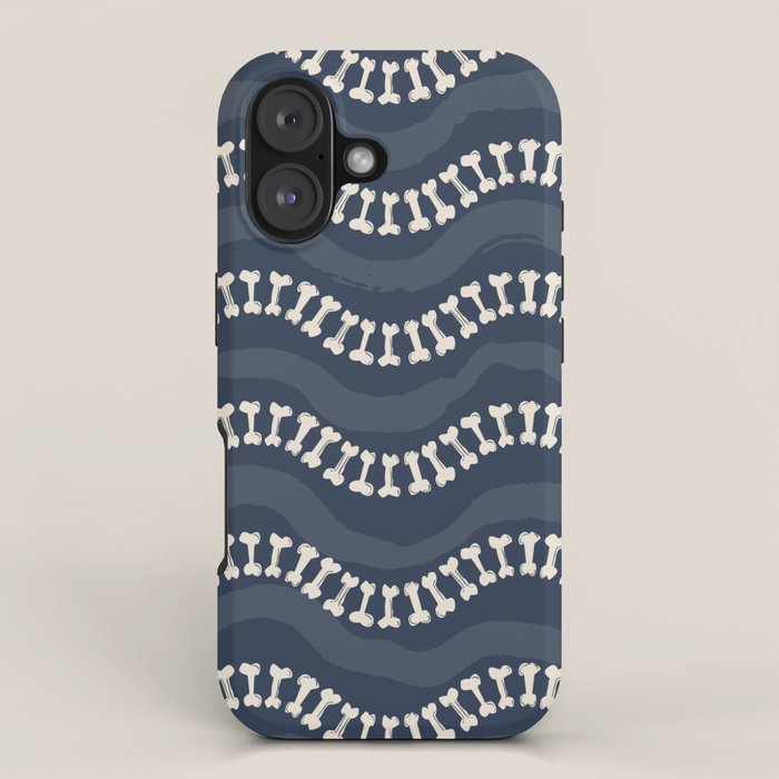 Wavy path of bones - navy blue iPhone Case Gallery Image 1