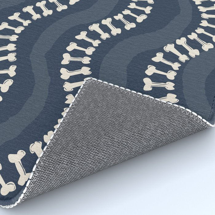 Wavy path of bones - navy blue Rug Gallery Image 4