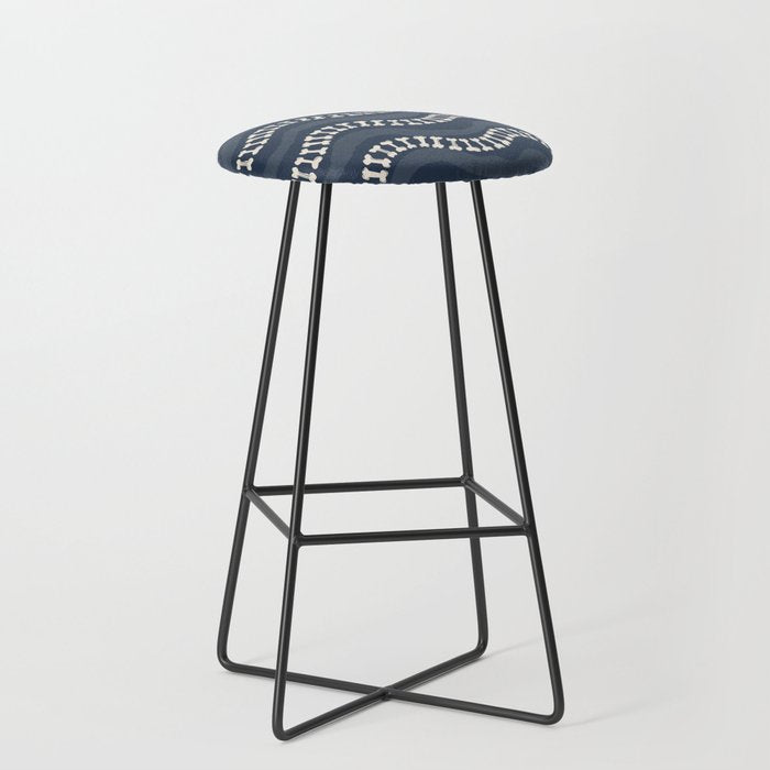 Wavy path of bones - navy blue Stool Gallery Image 1