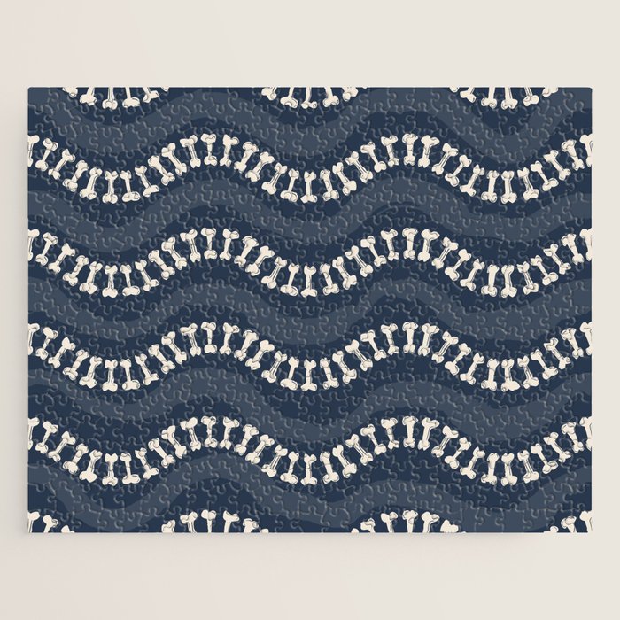Wavy path of bones - navy blue Jigsaw Puzzle Gallery Image 1