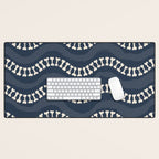 Wavy path of bones - navy blue Desk Mat Gallery Image 1