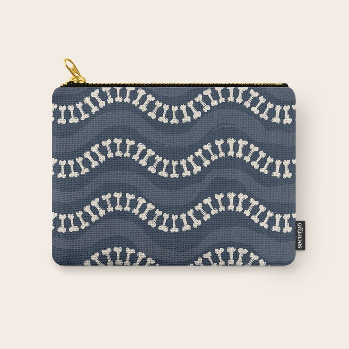Wavy path of bones - navy blue Carry All Pouch Gallery Image 1