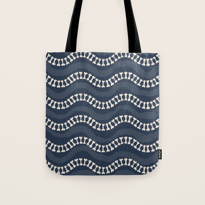 Wavy path of bones - navy blue Tote Bag Gallery Image 1