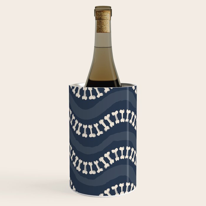 Wavy path of bones - navy blue Wine Chiller Gallery Image 2