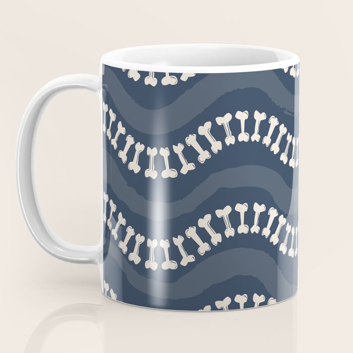 Wavy path of bones - navy blue Coffee Mug Gallery Image 3