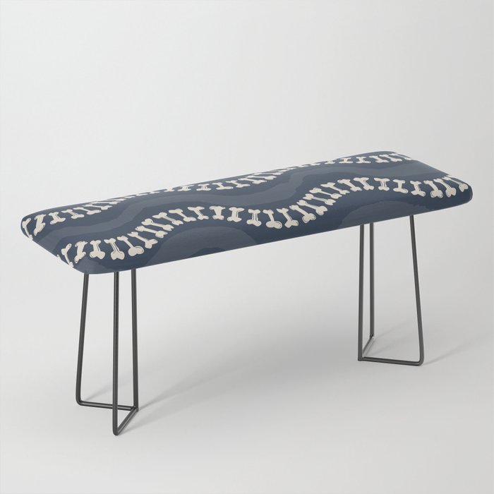 Wavy path of bones - navy blue Bench Gallery Image 1