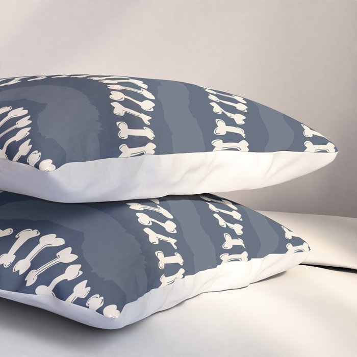 Wavy path of bones - navy blue Pillow Sham Gallery Image 3