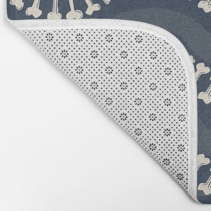 Wavy path of bones - navy blue Bath Mat Gallery Image 2