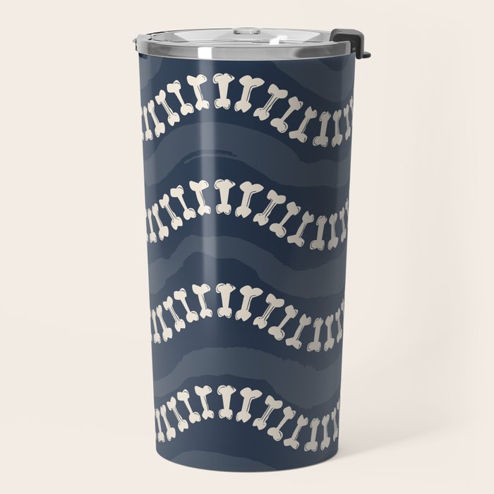 Wavy path of bones - navy blue Travel Mug Gallery Image 2