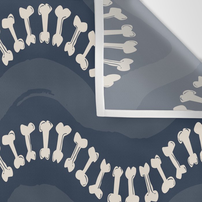 Wavy path of bones - navy blue Wall Tapestry Gallery Image 3