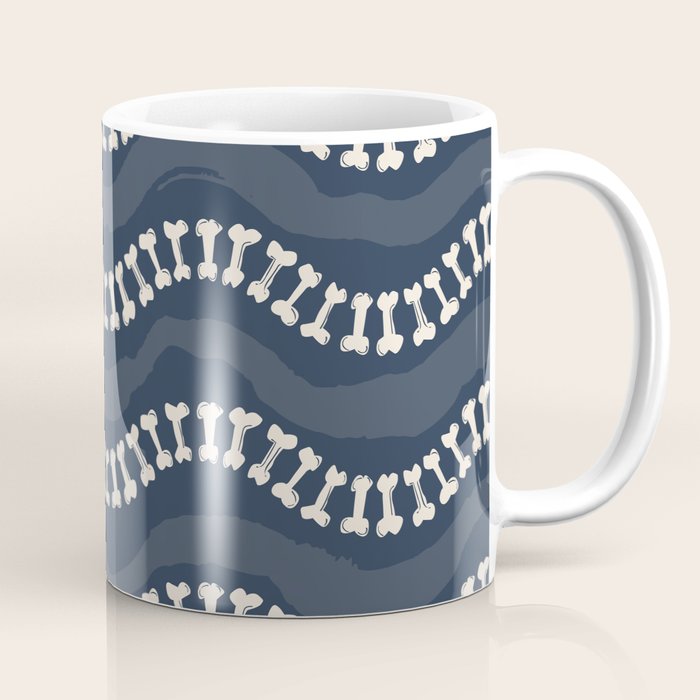 Wavy path of bones - navy blue Coffee Mug Gallery Image 1