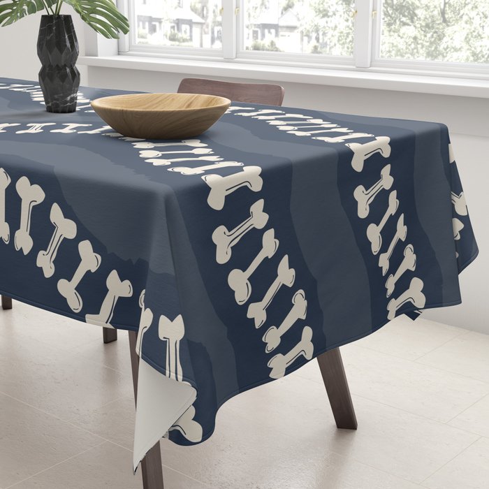 Wavy path of bones - navy blue Tablecloth Gallery Image 3
