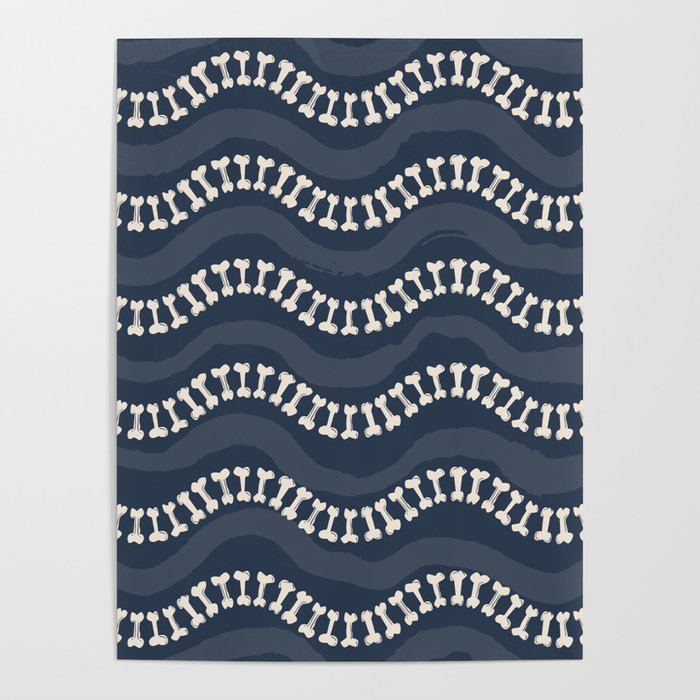 Wavy path of bones - navy blue Poster Gallery Image 4