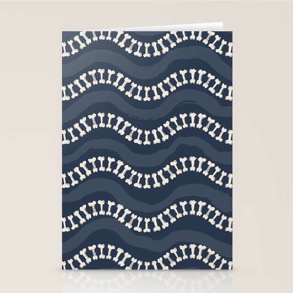 Wavy path of bones - navy blue Stationery Card Gallery Image 2