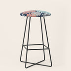 Floral Prints and Leaves, Navy, Aqua Coral and Gray Stool Gallery Image 1