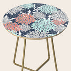 Floral Prints and Leaves, Navy, Aqua Coral and Gray Side Table Gallery Image 2