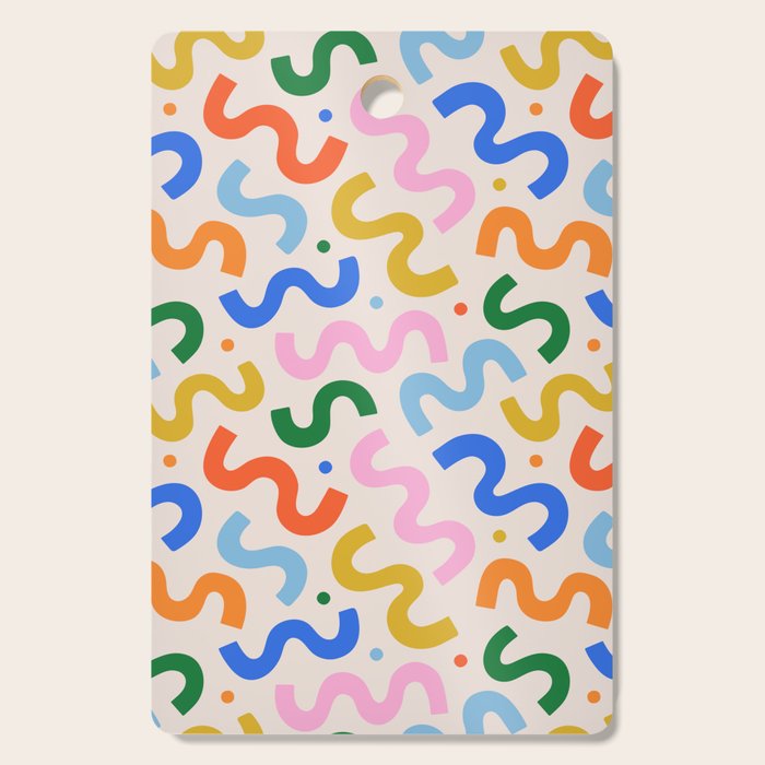 Fun colorful abstract organic shape art pattern Cutting Board Gallery Image 1