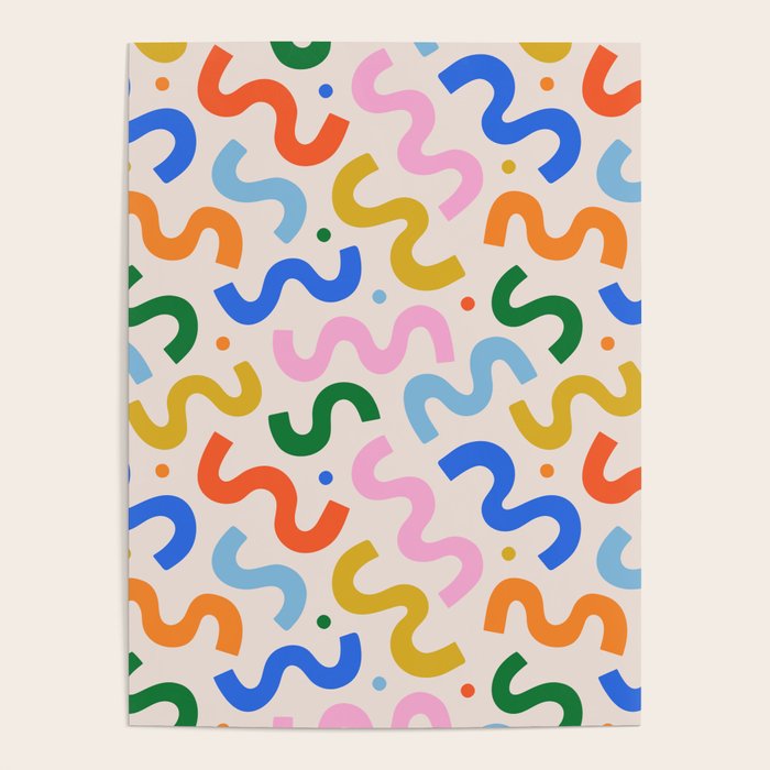 Fun colorful abstract organic shape art pattern Poster Gallery Image 1