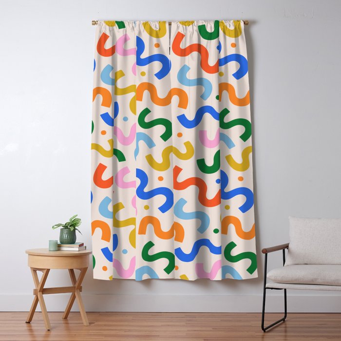 Fun colorful abstract organic shape art pattern Window Curtain Gallery Image 1