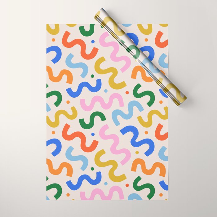 Fun colorful abstract organic shape art pattern Wrapping Paper Gallery Image 1