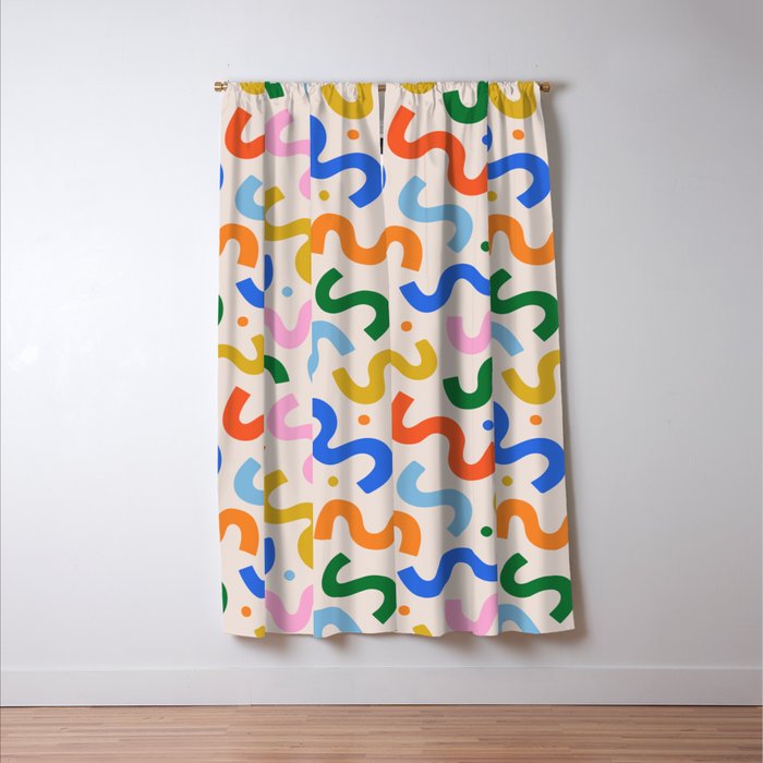 Fun colorful abstract organic shape art pattern Window Curtain Gallery Image 3
