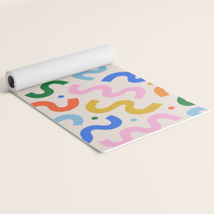 Fun colorful abstract organic shape art pattern Yoga Mat Gallery Image 2