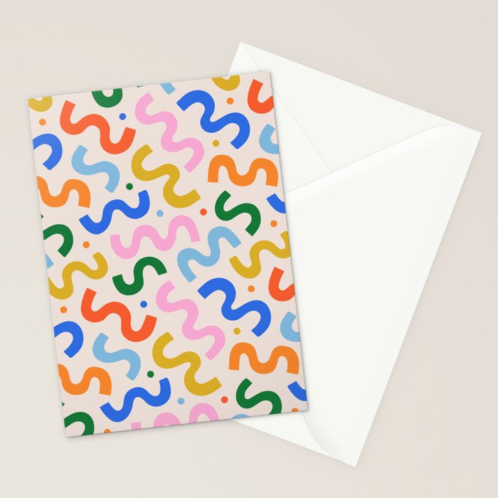 Fun colorful abstract organic shape art pattern Stationery Card Gallery Image 2