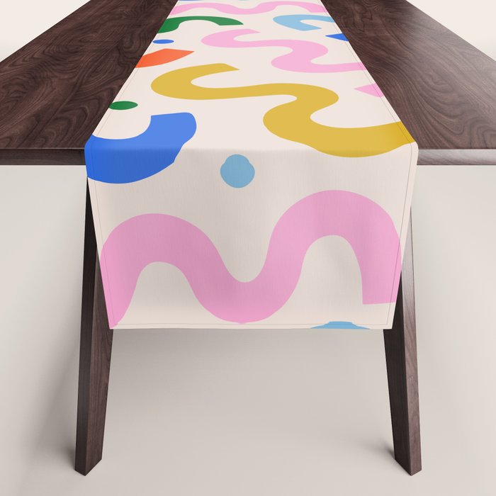 Fun colorful abstract organic shape art pattern Table Runner Gallery Image 1