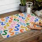 Fun colorful abstract organic shape art pattern Outdoor Rug Gallery Image 2