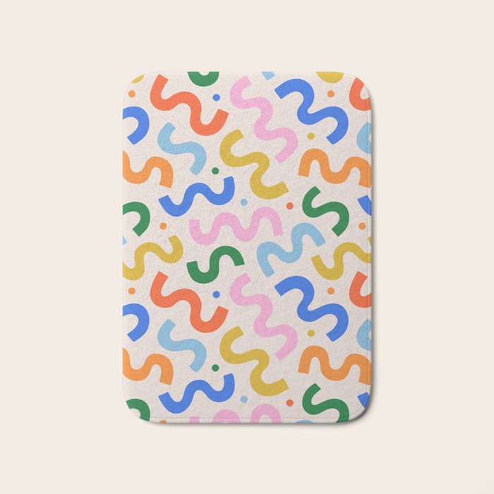 Fun colorful abstract organic shape art pattern Bath Mat Gallery Image 1