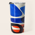 Blue Orange Fun Colorful Mid Century Modern Abstract Painting Shapes Pattern Travel Mug Gallery Image 3