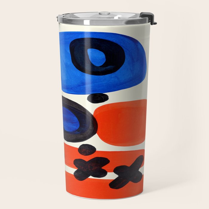 Blue Orange Fun Colorful Mid Century Modern Abstract Painting Shapes Pattern Travel Mug Gallery Image 2