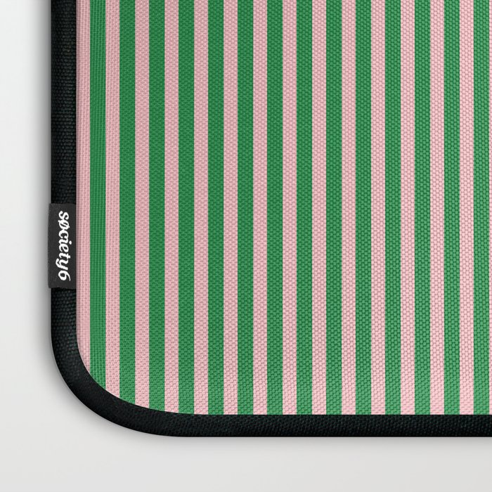 Narrow Stripes Green and Pink Vertical Pattern Laptop Sleeve Gallery Image 3