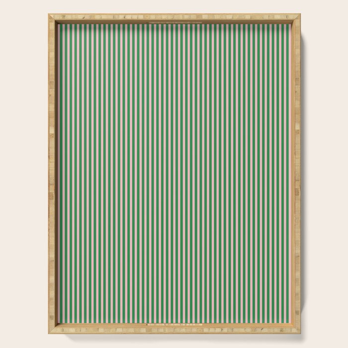 Narrow Stripes Green and Pink Vertical Pattern Serving Tray Gallery Image 1