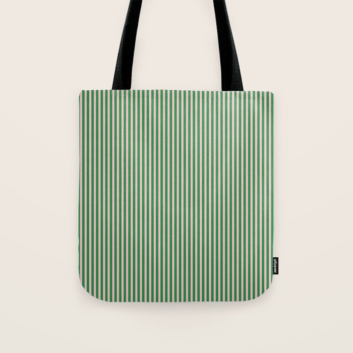 Narrow Stripes Green and Pink Vertical Pattern Tote Bag Gallery Image 1