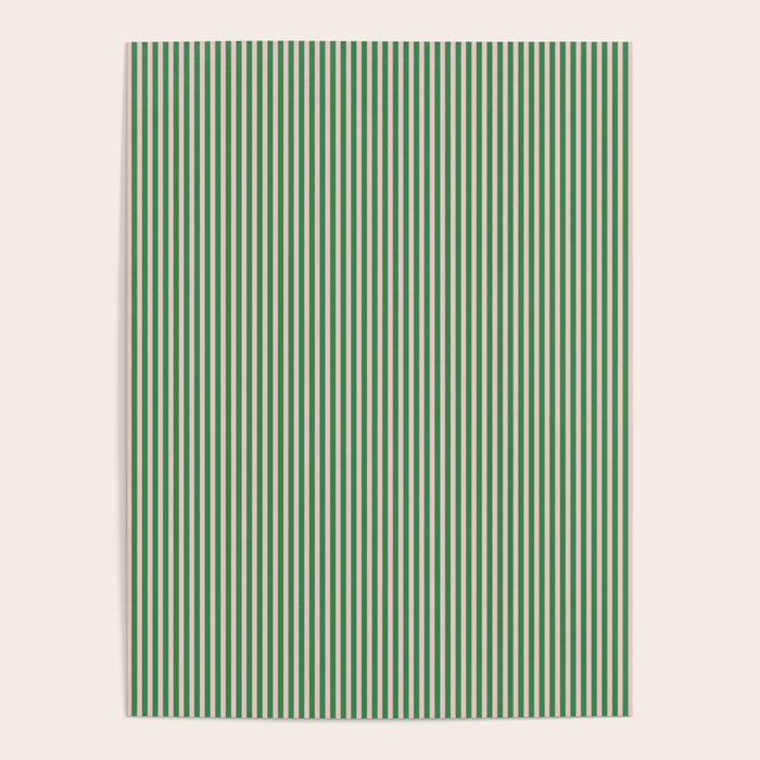 Narrow Stripes Green and Pink Vertical Pattern Poster Gallery Image 4