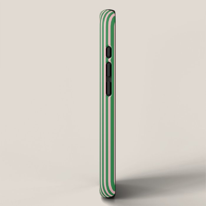 Narrow Stripes Green and Pink Vertical Pattern iPhone Case Gallery Image 2