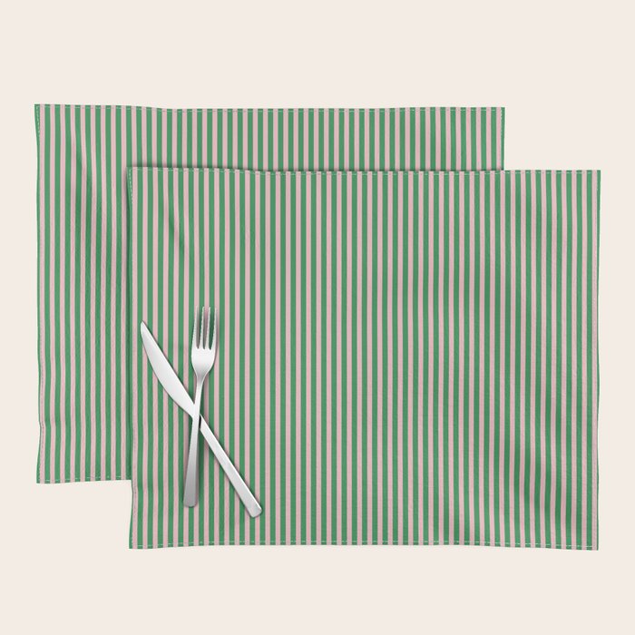 Narrow Stripes Green and Pink Vertical Pattern Placemat Gallery Image 1