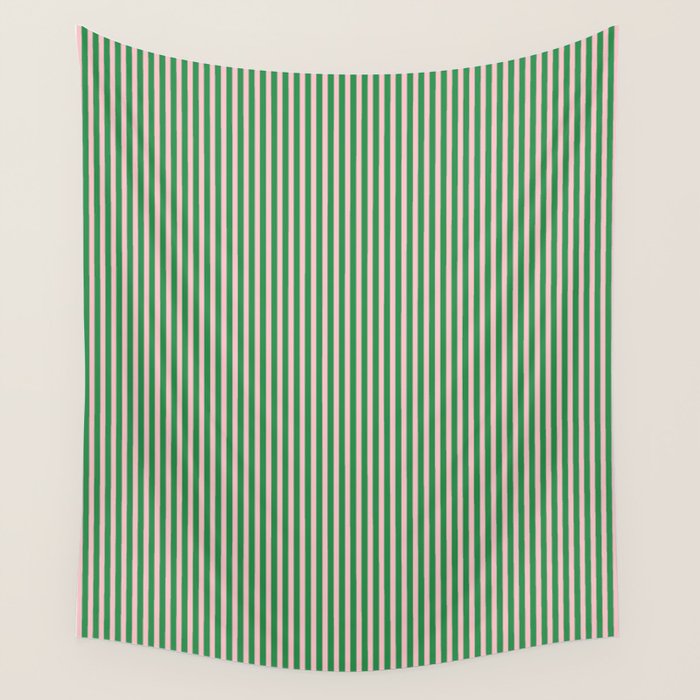 Narrow Stripes Green and Pink Vertical Pattern Wall Tapestry Gallery Image 4