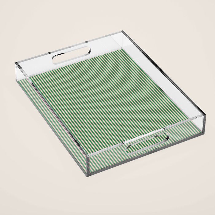 Narrow Stripes Green and Pink Vertical Pattern Acrylic Tray Gallery Image 1