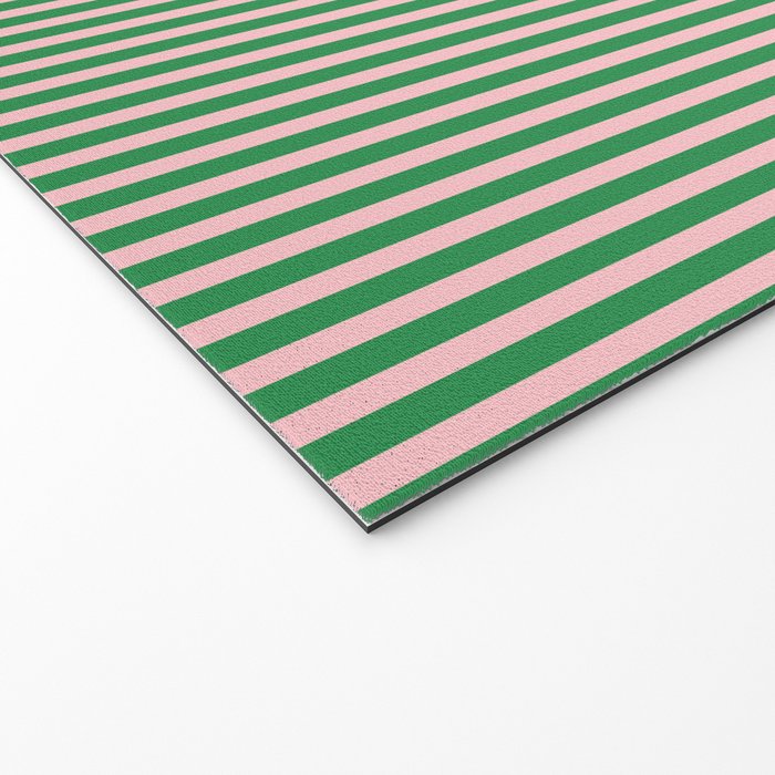 Narrow Stripes Green and Pink Vertical Pattern Welcome Mat Gallery Image 2
