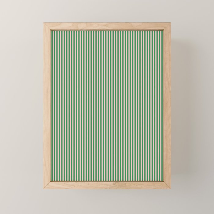 Narrow Stripes Green and Pink Vertical Pattern Mini Art Print Gallery Image 1